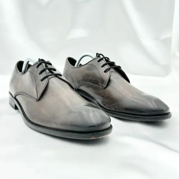 John Varvatos Distressed Brown Leather Derby Style Lace Up  display picture 1
